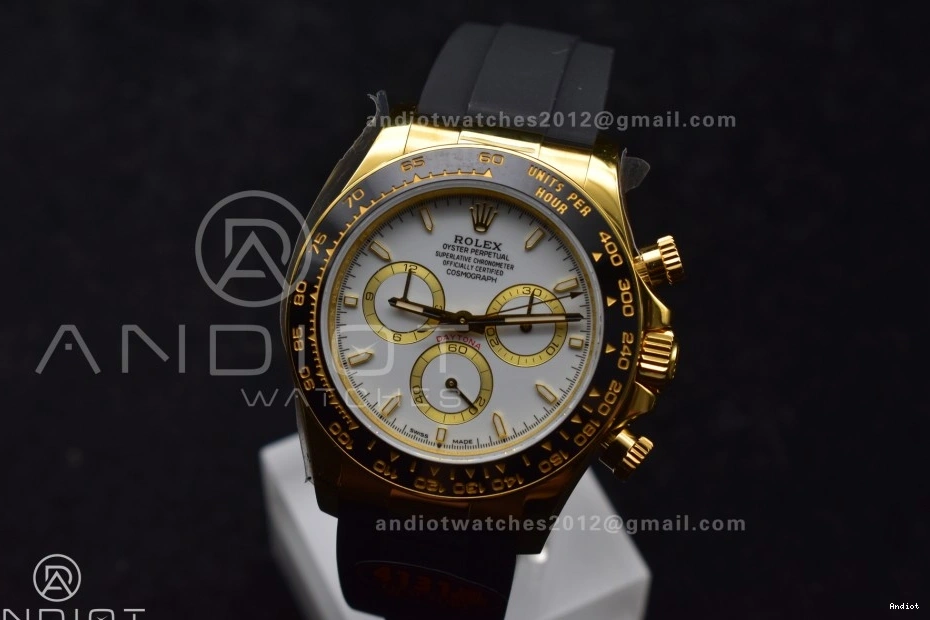 QF SH4131 White Daytona 1:1 (Weighted) Best on Edition Oysterflex 126518 V6 Dial Strap 0313